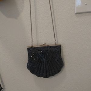 Black evening beaded purse vintage